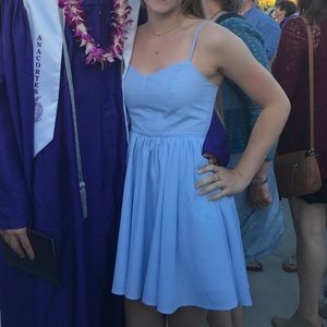 Blue and white striped dress